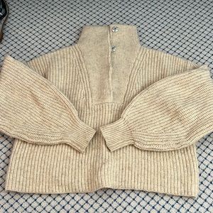 Topshop cream ribbed sweater, cropped
